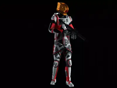 Robot Soldier - Assault Soldier Low-poly 3D model 5