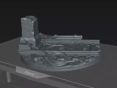 Industrial Ruined Rail Diorama Base STL 3D Print Display 3D print model