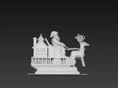 Santa Sleigh on Podium 3D Christmas Scene 3D print model