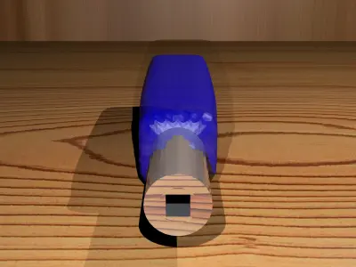 Screwdriver pen on wooden table Free 3D model