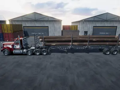 80s Log Truck unity asset Low-poly 3D model