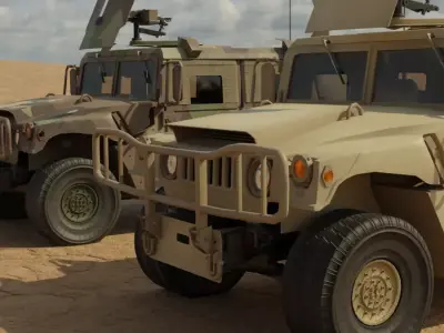 Military Hummer Low-poly 3D model