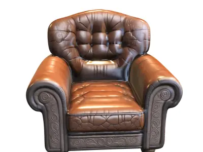 Classic Leather Armchair Low-poly 3D model