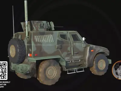 3D Model Army Hybrid Armored Vehicle -  Military Transport 3D model
