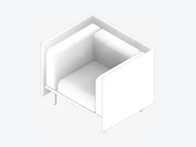 Furniture - Sofa - Contemporary - Flame - Chair - 90h Low-poly 3D model