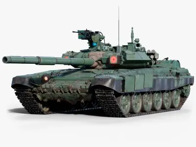 Rigged Tank T-90A Realtime LODs 3D model