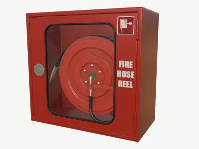 Fire hose reel glass box Low-poly 3D model