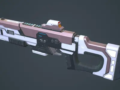 Laser Rifle Gun PBR Low-poly 3D model