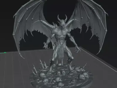  Abyssal Winged Demon 75mm Resin Miniature STL 3D print model