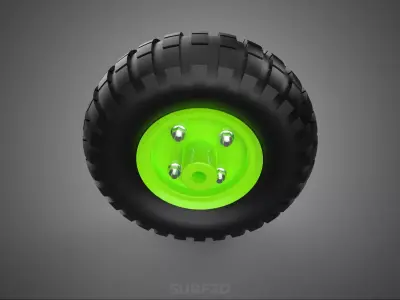 PNEUMATIC VALVE RUBBER WHEEL TIRE TYRE RIM HUB CART GRIP TROLLEY 3D model