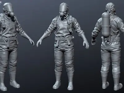 Chamical hazmat suit - Hipoly 3D model 3D model