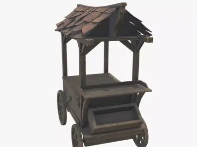 Medieval Cart V09 Low-poly 3D model
