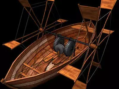 Leonardo boat with shovels 3D model