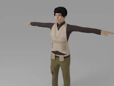 WWI Fighter Aircraft Pilot Low-poly 3D model