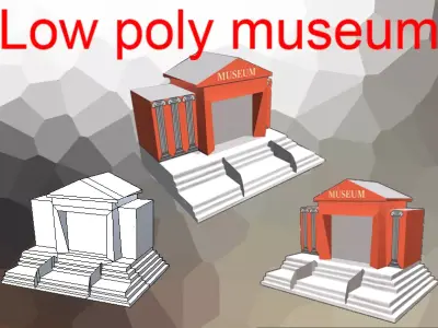 Museum Low-poly 3D model game 3D model Free low-poly 3D model