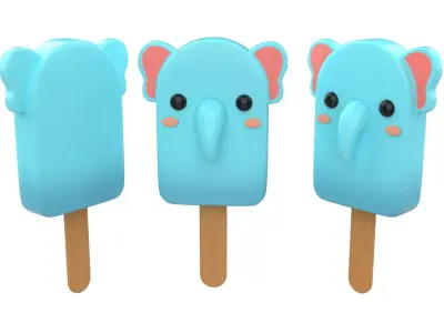 Cartoon Elephant Ice Cream Cute  Low-poly 3D model