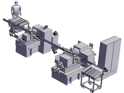 Fully automated feeding system for grinding production line 3D model