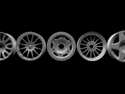 c4d Car wheels Industrial metal wheels blender Low-poly 3D model