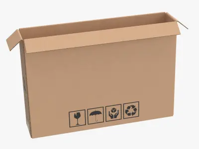 Cardboard Box 50x10x35 Open 3D model