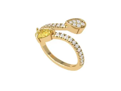  Pear 2 Stone Ring 3D print model