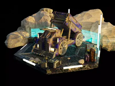Desert miner machine  Cargo Truck Low-poly 3D model