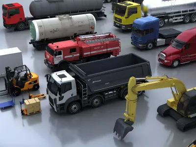 Truck - Transport Vehicle - Engineering Vehicle Pack 3D model