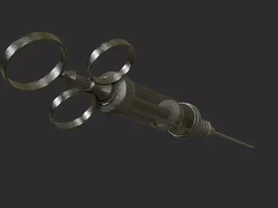 Antique medical syringe with 4k pbr textures Low-poly 3D model