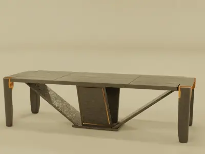 Elegant Wood table with gold accents Expensive 3D model