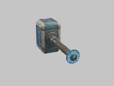  Weapon Futuristic Hammer Low-poly 3D model