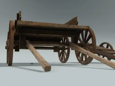 chariot two wooden wagons 3D model