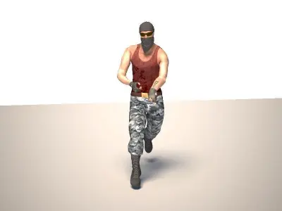 Terrorist character mercenary Low-poly 3D model