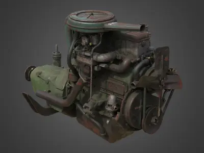 Old Dirty Rusted Engine Low-poly 3D model