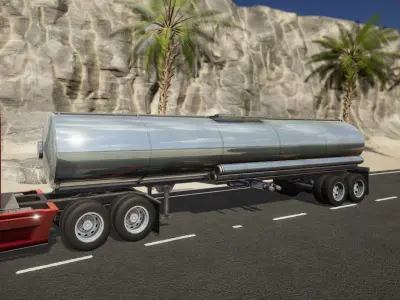 Semi Truck Trailer 05 - Tanker Low-poly 3D model