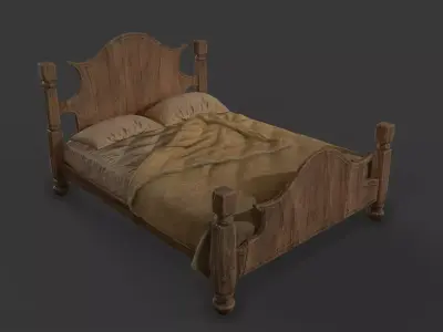 Old antique Bed Low-poly 3D model