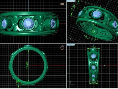 diamond wedding ring 1285 3D print model