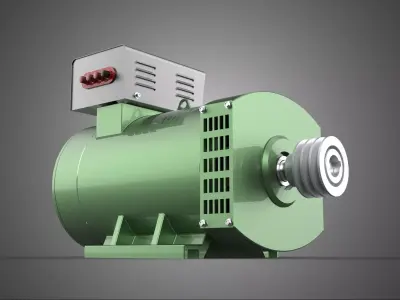 ELECTRICAL GENERATOR MOTOR ALTERNATOR DYNAMO TERMINAL BOX PULLEY 3D model