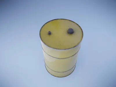 yellow metal barrel Low-poly 3D model