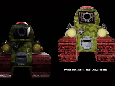 Gameready tank toy Low-poly 3D model