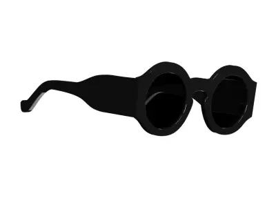 Matt Black Round Sunglasses 3D model