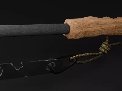 Ferro Rod Firestarter Low Poly Bushcraft Tool Low-poly 3D model