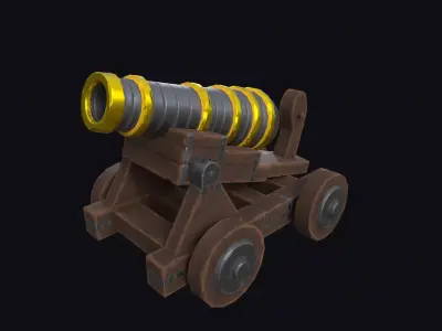 Gameready Stylized Cannon Low-poly 3D model