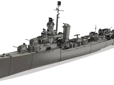USS Hughes DD 410 - Sims Class Destroyer - RC Model 1-96 Scale 3D print model