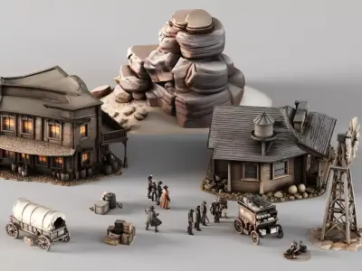 S00019 Wild West Town Pack 3D model