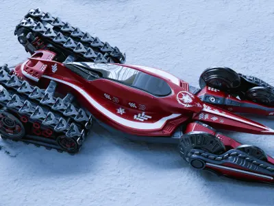 Futuristic Snow Terrain Combat Tank 3D model