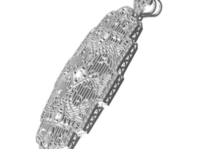 Antique Art Deco Style Filigree Diamond Pendant 3D print model