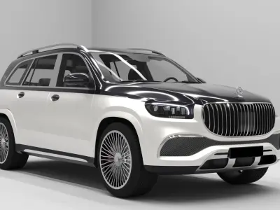 4 SUV cars Mercedes-Benz - Genesis - Range Rover - Cadillac 3D model