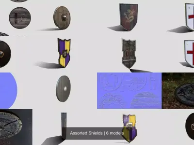 Assorted Shields 3D Model Pack