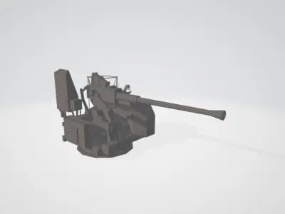 US AMERICAN BOFORS WW2 Signle gun Low-poly 3D model