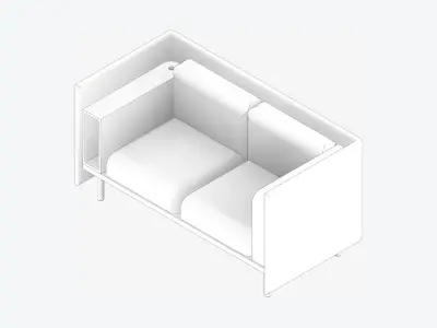 Sofa - Contemporary - Flame - Small - Armrest Shelf Low-poly 3D model buy