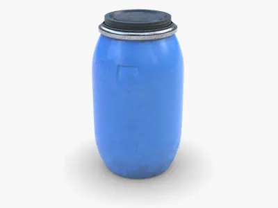 Chemical plastic barrel Low-poly 3D model
